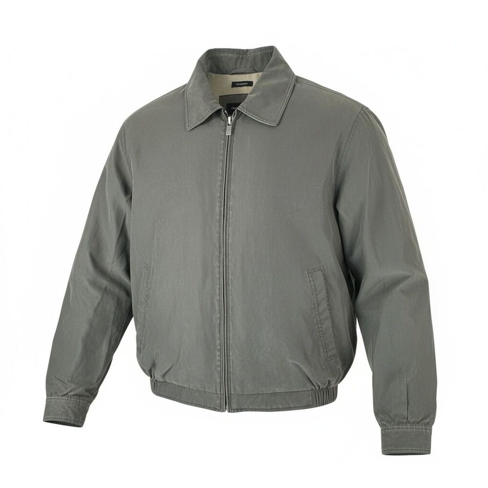 Claiborne Men’s Bomber Jacket Large Gray Microfiber Full Zip Lightweight